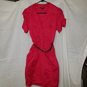 XOXO button down belted dress